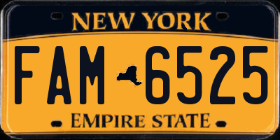 NY license plate FAM6525