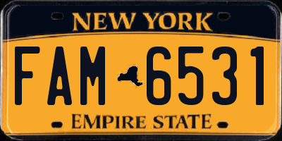 NY license plate FAM6531