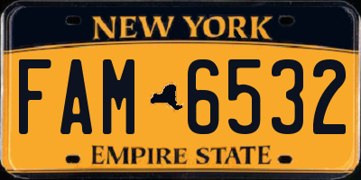 NY license plate FAM6532