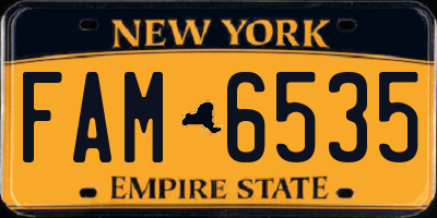 NY license plate FAM6535