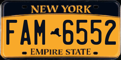 NY license plate FAM6552