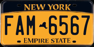 NY license plate FAM6567