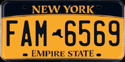 NY license plate FAM6569