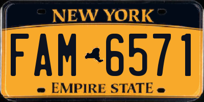 NY license plate FAM6571