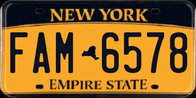 NY license plate FAM6578