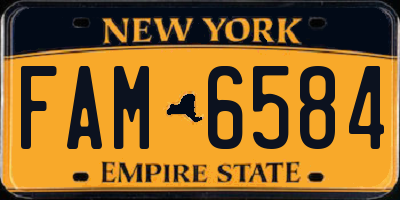 NY license plate FAM6584