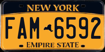NY license plate FAM6592