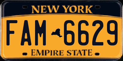 NY license plate FAM6629
