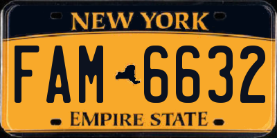NY license plate FAM6632