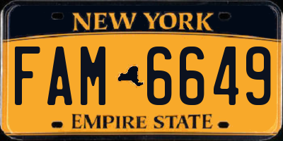 NY license plate FAM6649