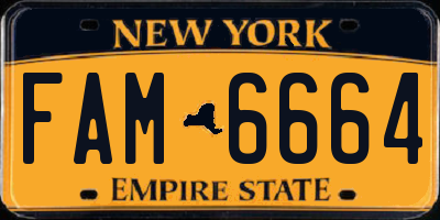 NY license plate FAM6664