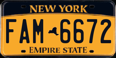 NY license plate FAM6672