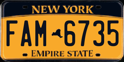 NY license plate FAM6735
