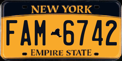 NY license plate FAM6742
