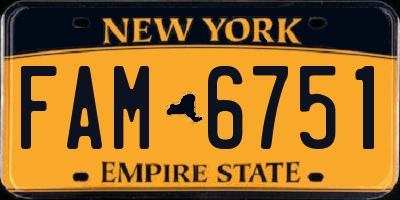 NY license plate FAM6751