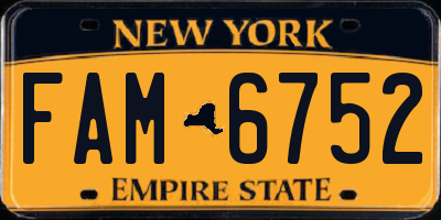 NY license plate FAM6752