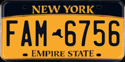 NY license plate FAM6756