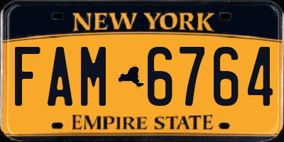 NY license plate FAM6764
