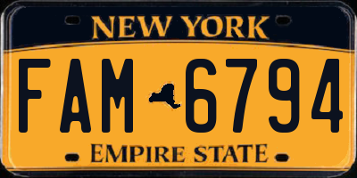 NY license plate FAM6794