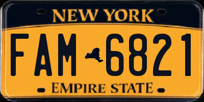 NY license plate FAM6821