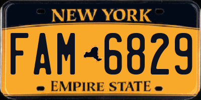 NY license plate FAM6829