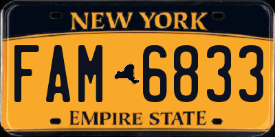 NY license plate FAM6833