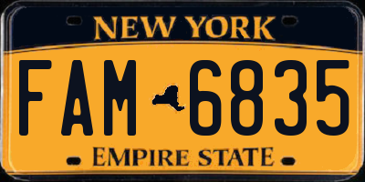 NY license plate FAM6835