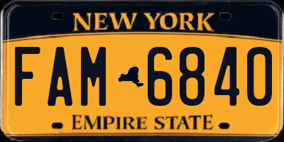 NY license plate FAM6840