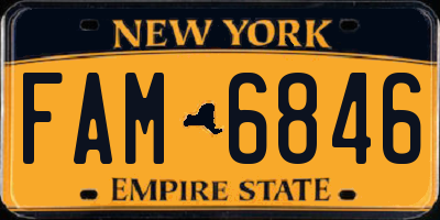 NY license plate FAM6846