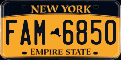 NY license plate FAM6850