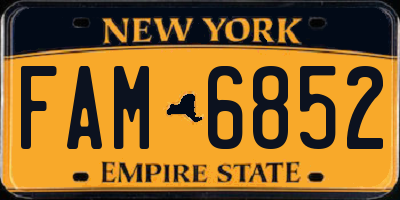 NY license plate FAM6852