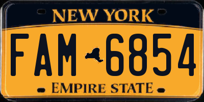NY license plate FAM6854