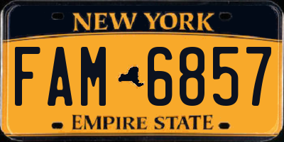 NY license plate FAM6857