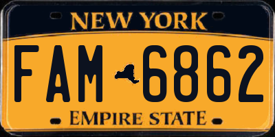 NY license plate FAM6862