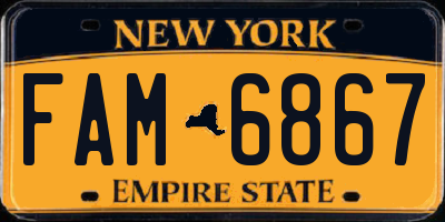 NY license plate FAM6867