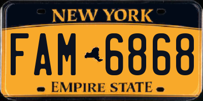 NY license plate FAM6868