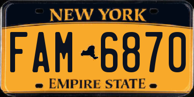 NY license plate FAM6870