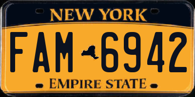 NY license plate FAM6942
