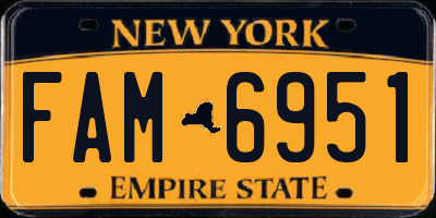 NY license plate FAM6951