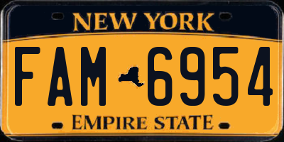 NY license plate FAM6954