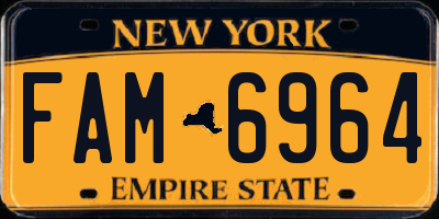 NY license plate FAM6964