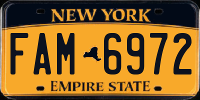 NY license plate FAM6972