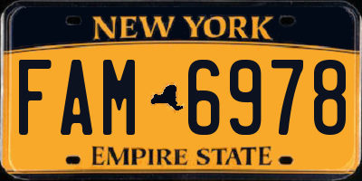 NY license plate FAM6978