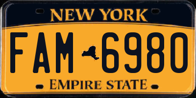 NY license plate FAM6980