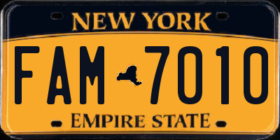 NY license plate FAM7010