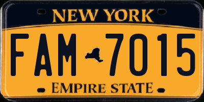 NY license plate FAM7015