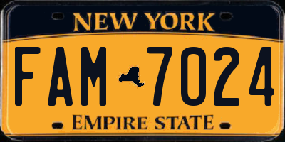 NY license plate FAM7024