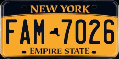 NY license plate FAM7026