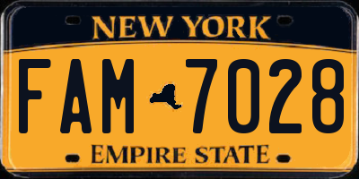 NY license plate FAM7028