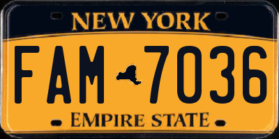 NY license plate FAM7036